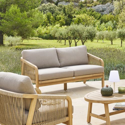Canapé De Jardin En Acacia 2 Places Papouasie - Beige