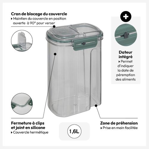 Boîte De Conservation "neo" 1,6l Hermétique Avec Bec Verseur