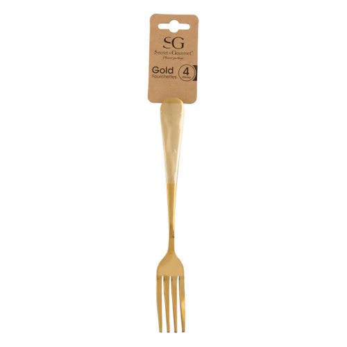 Lot De 4 Fourchettes En Inox "gold" 20cm Doré