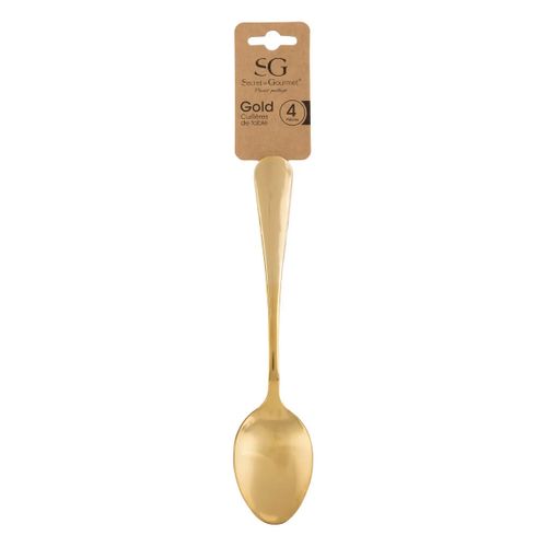 Lot De 4 Cuillères à Soupe En Inox "gold" 20cm Doré