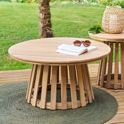 Table De Jardin D'appoint Ronde Grand Modèle En Bois Osuna - Marron