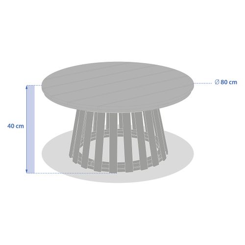 Table De Jardin D'appoint Ronde Grand Modèle En Bois Osuna - Marron