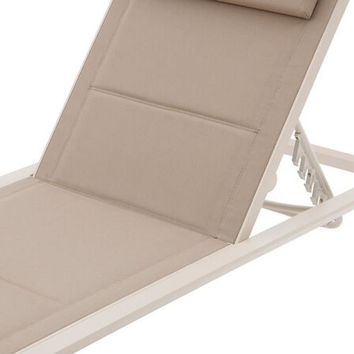 Transat En Aluminium Et Textaline Avec Roues Allure - Lin Et Argile