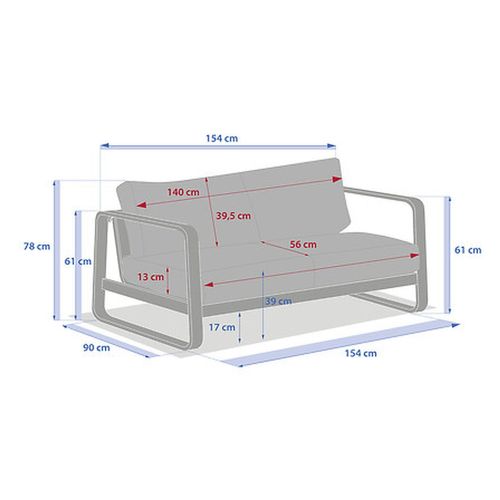 Canapé De Jardin En Aluminium 2 Places Domilly - Café