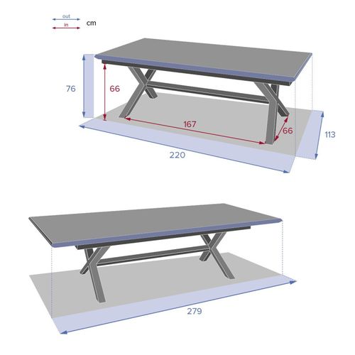 Table Extérieure Extensible 10p. Axiome Effet Bois Et Argile