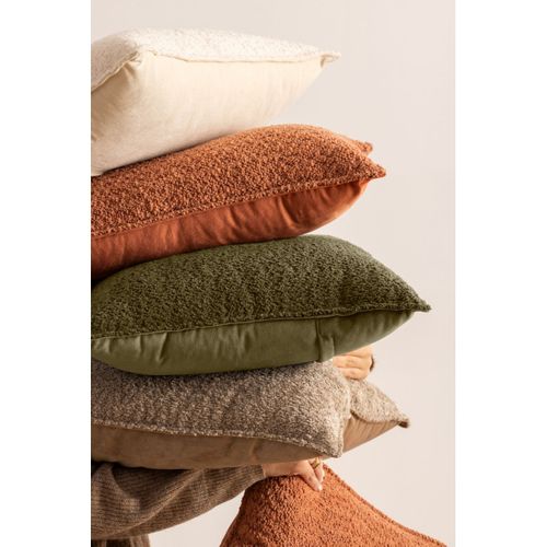 Coussin Décoratif Bouclette Beige Lin 45 X 45 Cm