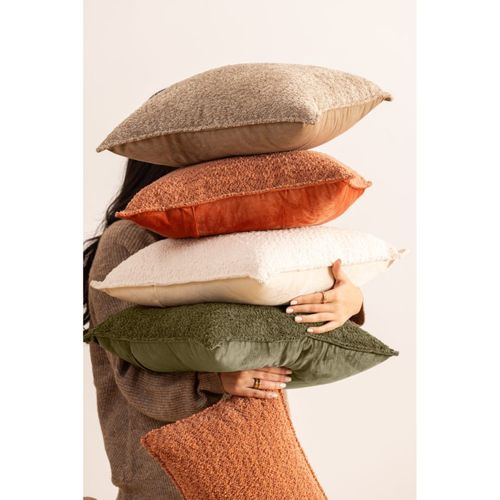 Coussin Décoratif Bouclette Beige Lin 45 X 45 Cm