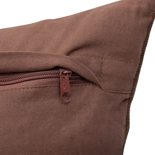 Coussin Déhoussable Brodé Design - 45x45 Cm - Marron Brun