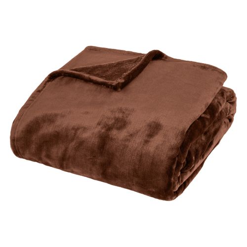 Plaid Flanelle Fourrure Marron 180 X 230 Cm
