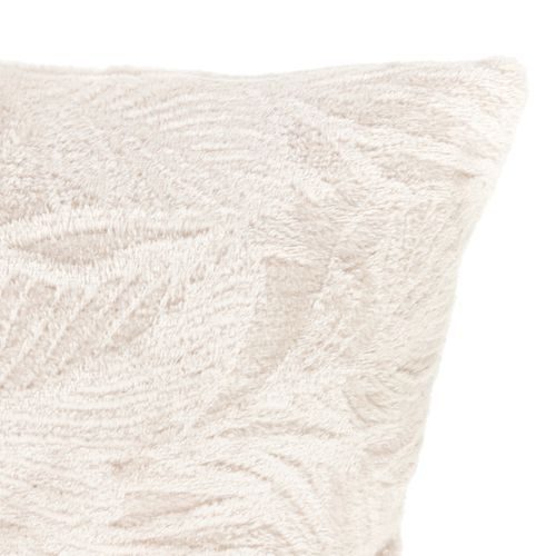 Coussin Décoratif Flanelle Beige Lin Motif En Relief 40 X 40 Cm