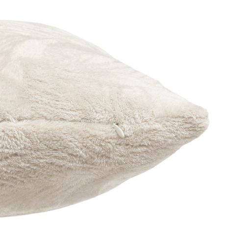 Coussin Décoratif Flanelle Beige Lin Motif En Relief 40 X 40 Cm