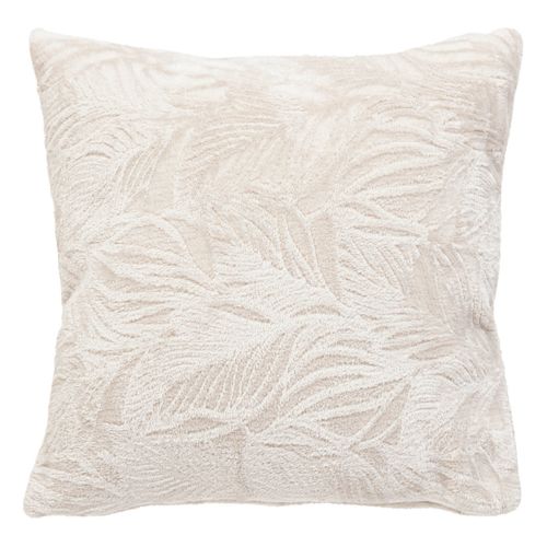 Coussin Décoratif Flanelle Beige Lin Motif En Relief 40 X 40 Cm