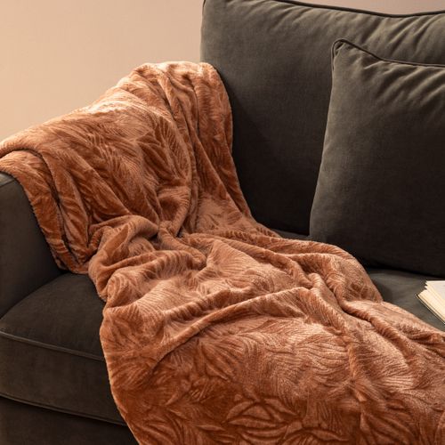 Plaid Flanelle Terracotta Motif En Relief 125 X 150 Cm