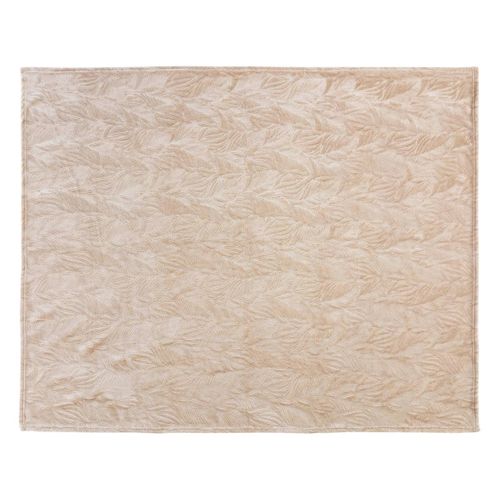 Plaid Flanelle Beige Lin Motif En Relief 125 X 150 Cm