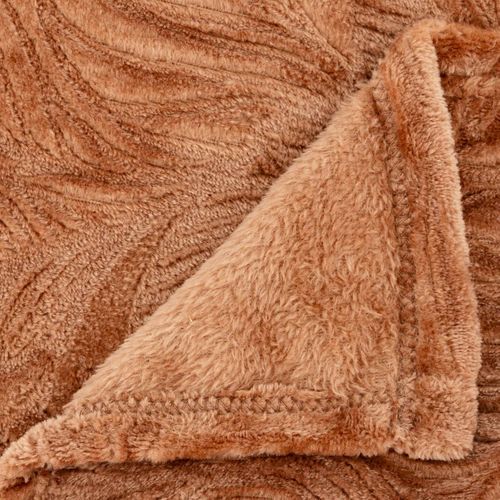 Plaid Flanelle Terracotta Motif En Relief 180 X 230 Cm