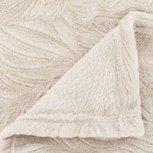 Plaid Flanelle Beige Lin Motif En Relief 180 X 230 Cm