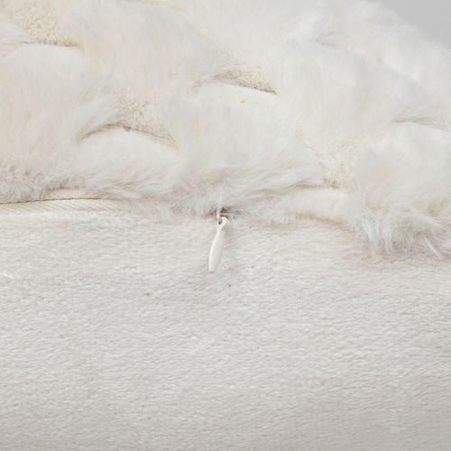 Coussin Décoratif Jacquard Fourrure Beige 38 X 58 Cm