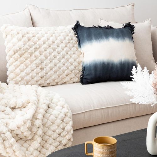 Coussin Décoratif Jacquard Fourrure Beige 38 X 58 Cm