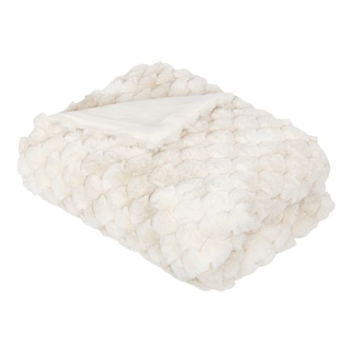 Plaid Jacquard Fourrure Beige 120 X 160 Cm