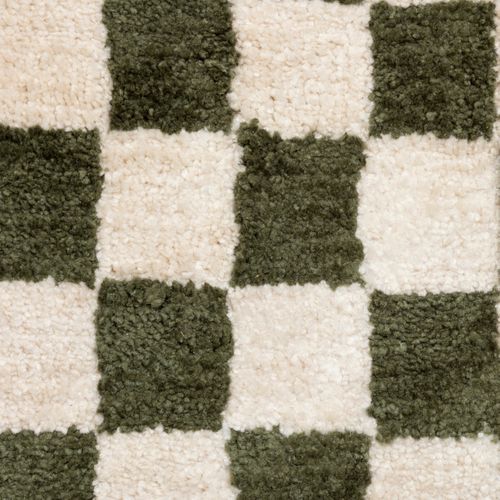 Coussin Décoratif Motif Damier Tufté Vert Kaki 38 X 58 Cm