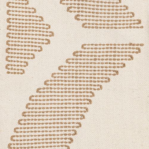 Tapis Décoratif Blanc Ivoire Et Beige Lin Motif En Relief Brodé 120 X 170 Cm