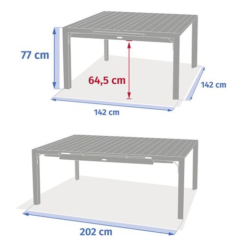 Table De Jardin Extensible Carrée Evasion Honey / Graphite