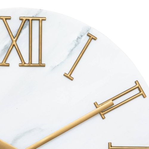 Pendule Murale En Métal Gris Aspect Marbre D 56 Cm