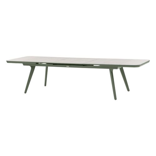 Table De Jardin Extensible En Aluminium Et Verre 12 Places Pulpy - Vert Laurier Et Gris Granite