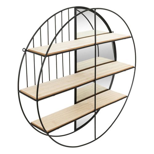 Etagère Murale Avec Miroir Zina Métal Noir D56cm