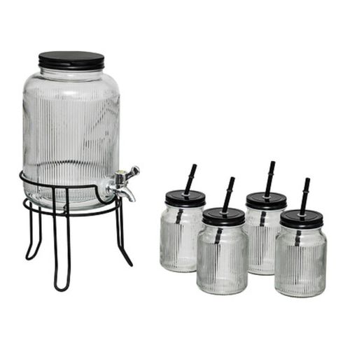 Distributeur De Boisson et 4 Chopes "verre" 4l Transparent