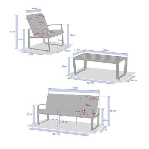Salon De Jardin Boreane 5 Places Noisette / Café