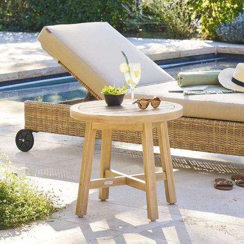 Table De Jardin D'appoint Ronde En Bois Papouasie - Marron