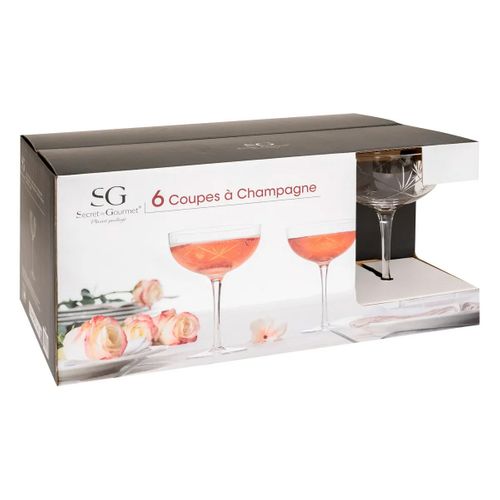 Lot De 6 Coupes à Champagne Design "victoria" 28cl Transparent