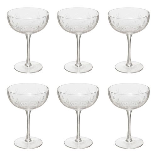 Lot De 6 Coupes à Champagne Design "victoria" 28cl Transparent