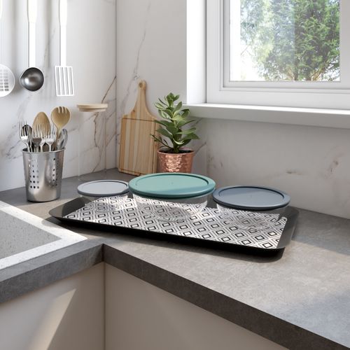 Lot de 3 boîtes rondes - Transparent / Gris