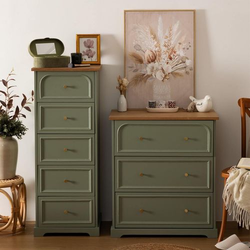 Chiffonnier 5 tiroirs vert Mohea Cela