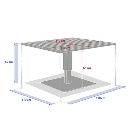 Table De Jardin Relevable Carrée En Aluminium Salimia - Graphite