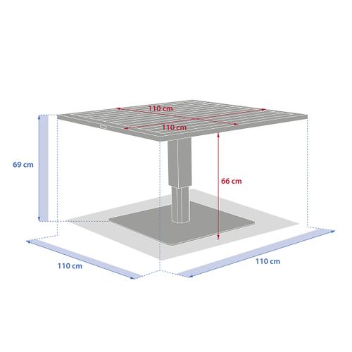 Table De Jardin Relevable Carrée En Aluminium Salimia - Graphite