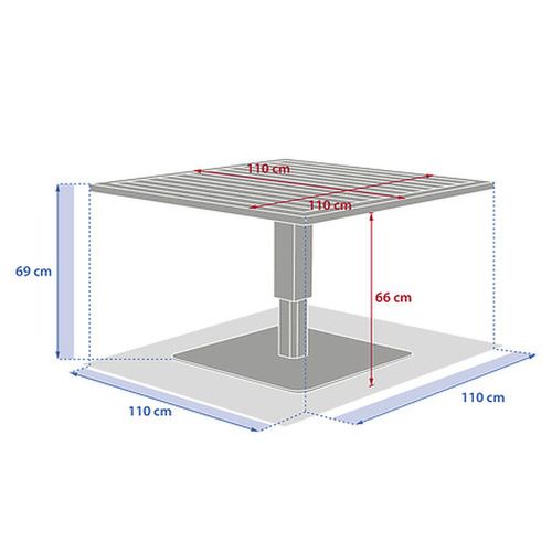 Table De Jardin Relevable Carrée En Aluminium Salimia - Graphite Et Honey