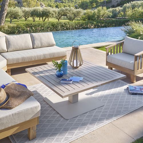 Table De Jardin Relevable Carrée En Aluminium Salimia - Graphite Et Honey