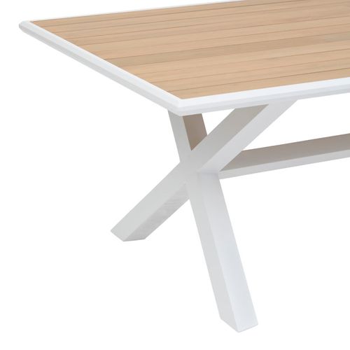 Table Extérieure Fixe Axiome 8p. Eucalyptus Blanc