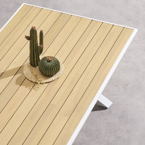 Table Extérieure Fixe Axiome 8p. Eucalyptus Blanc