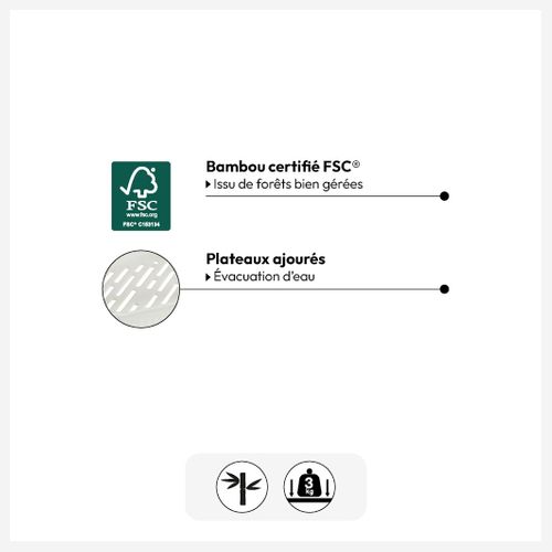 Etagère Petit Format 3 Niveaux Blanc Bambou Natureo 5five