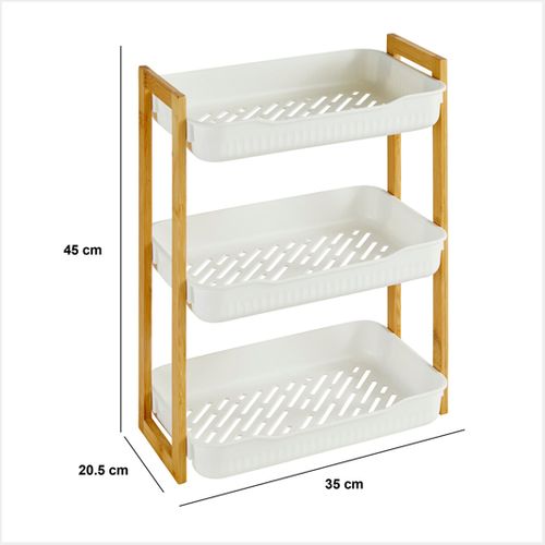 Etagère Petit Format 3 Niveaux Blanc Bambou Natureo 5five