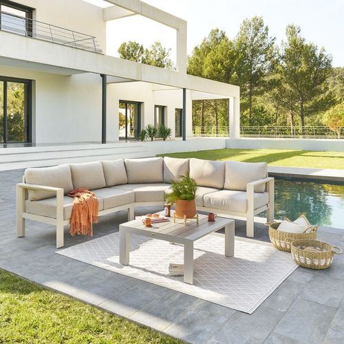 Salon De Jardin D'angle En Aluminium 5 Places Evasion - Argile Et Lin