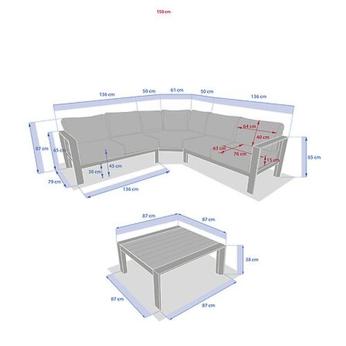 Salon De Jardin D'angle En Aluminium 5 Places Evasion - Argile Et Lin
