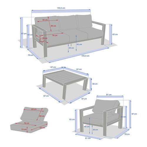 Salon Extérieur 5 Places Evasion Graphite / Honey