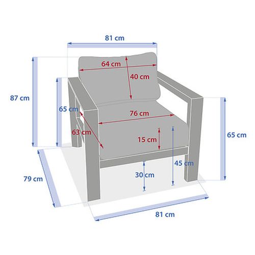 Fauteuil De Salon De Jardin En Aluminium Evasion - Argile