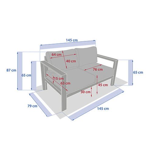 Canapé De Jardin En Aluminium 2 Places Evasion - Graphite