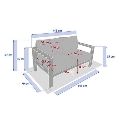 Canapé De Jardin En Aluminium 2 Places Evasion - Argile